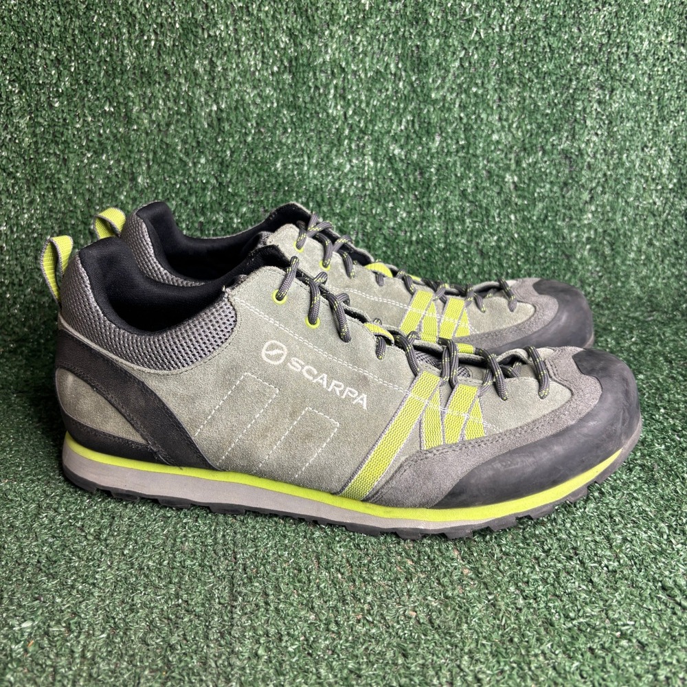 Scarpa Crux Vibram Suede Approach Hiking Climbing Gorpcore Shoes Grey Mens Sz 13